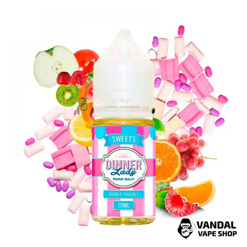Преміальна сольова рідина Dinner Lady Salt 30 мл 50 мг зі смаком жуйки з фруктовим койтейлем та щербетом