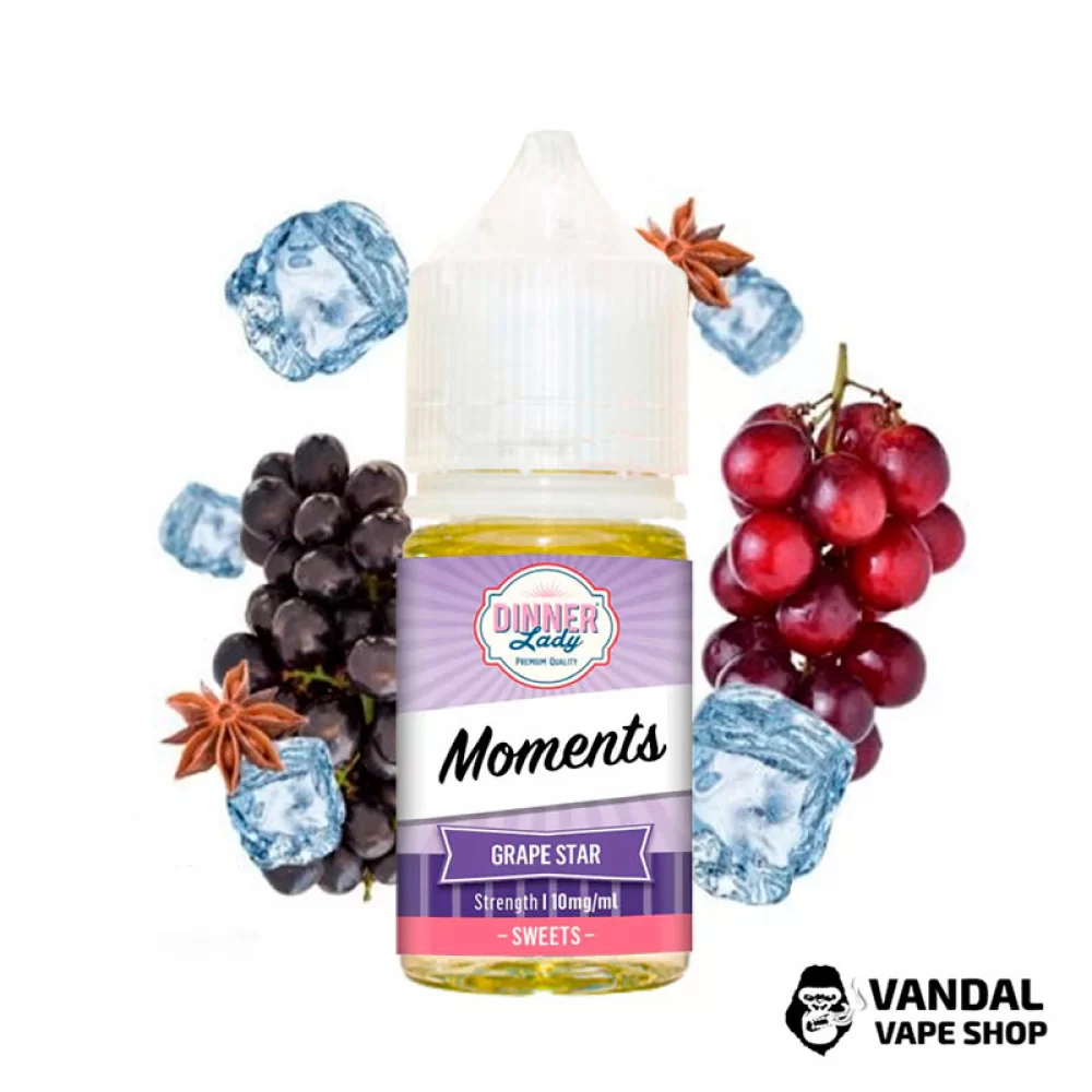 Преміальна сольова рідина Dinner Lady Salt 30 мл 50 мг зі смаком червоного та чорного винограду з холодком