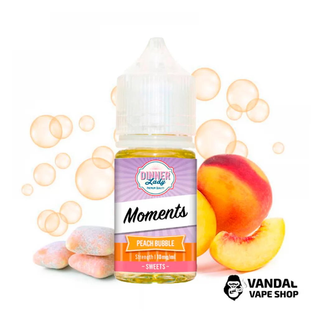 Премиальная солевая жидкость Dinner Lady Salt 30 мл 50 мг со вкусом жвачки с персиком Премиальная солевая жидкость Dinner Lady Salt 30 мл 50 мг со вкусом жвачки с персиком