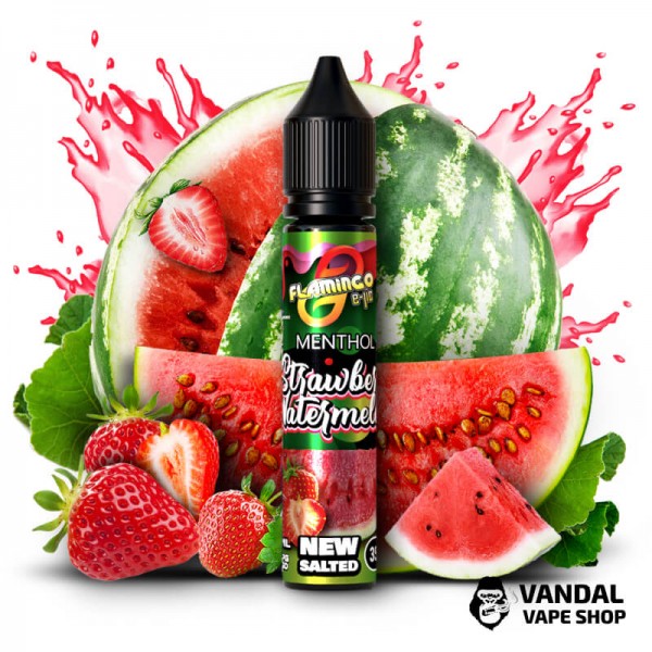 ЖИДКОСТЬ Flamingo New Salted 30 мл НА СОЛЕВОМ НИКОТИНЕ 50 мг со вкусом клубники и арбуза