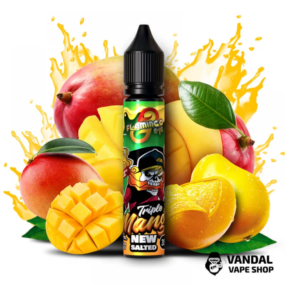 РІДИНА Flamingo New Salted 30 мл НА СОЛЬОВОМУ НІКОТИНІ 50 мг зі смаком трьох сортів манго РІДИНА Flamingo New Salted 30 мл НА СОЛЬОВОМУ НІКОТИНІ 50 мг зі смаком трьох сортів манго