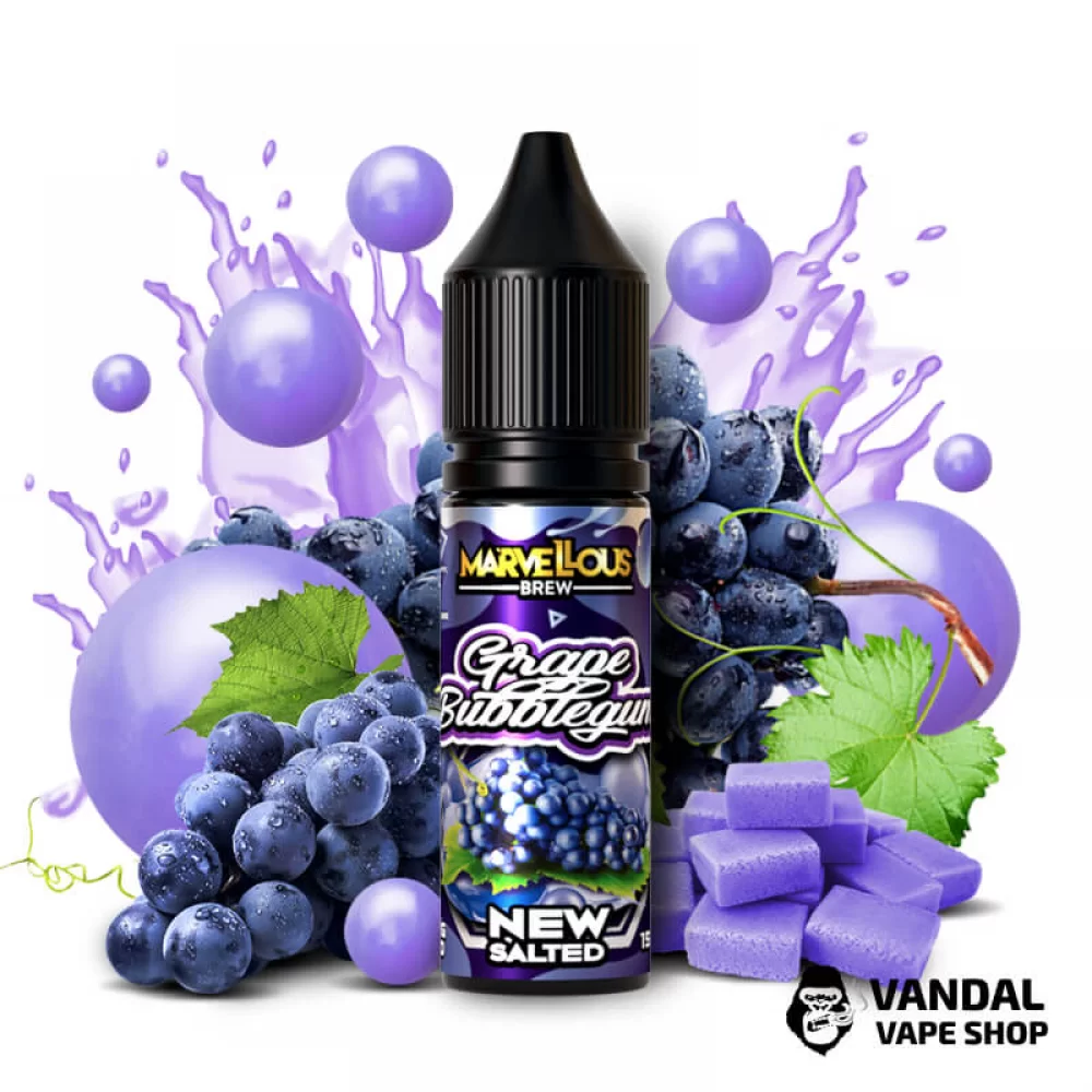 ЖИДКОСТЬ Marvellous Brew New Salted 15 мл НА СОЛЕВОМ НИКОТИНЕ 35 мг со вкусом виноградной жвачки ЖИДКОСТЬ Marvellous Brew New Salted 15 мл НА СОЛЕВОМ НИКОТИНЕ 35 мг со вкусом виноградной жвачки