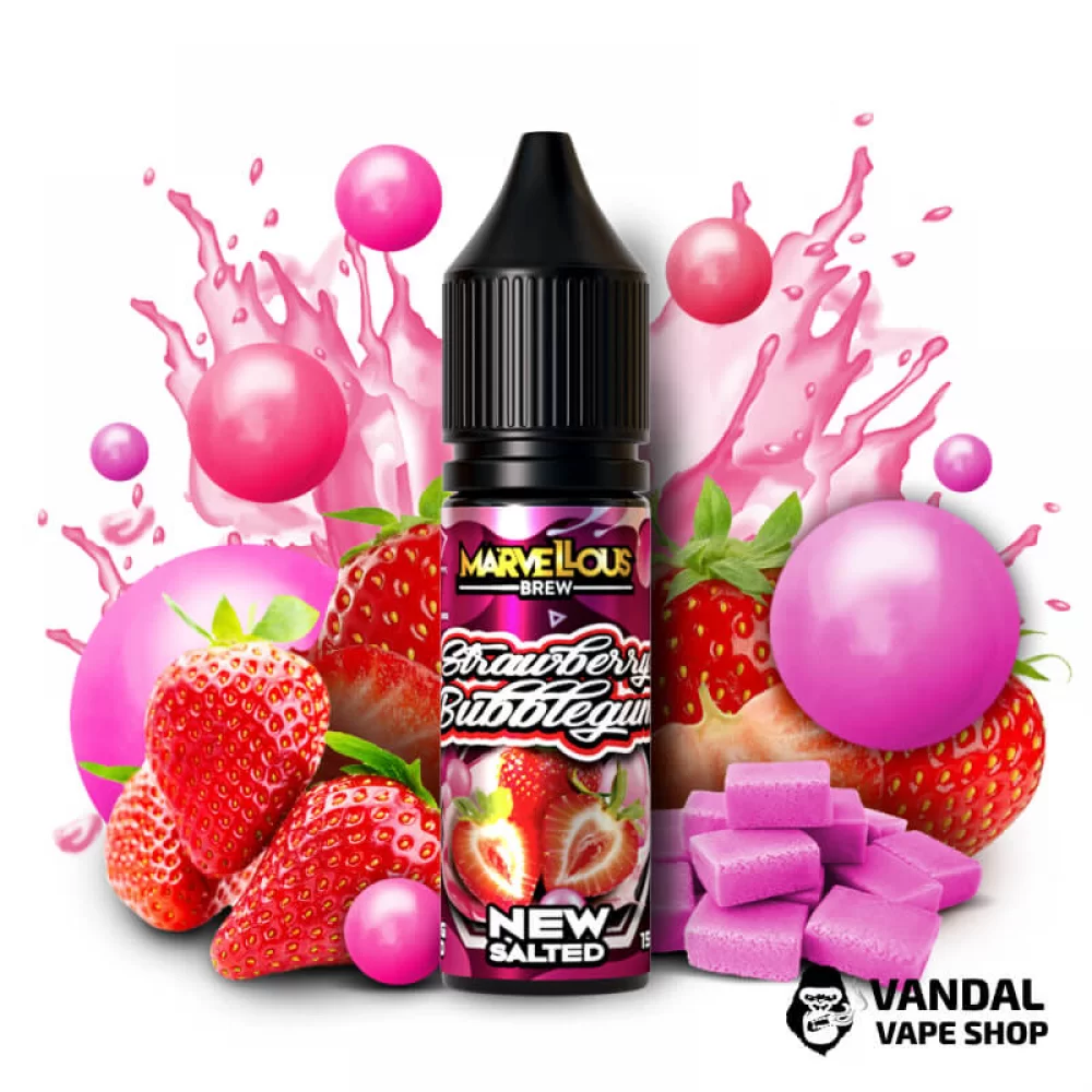 ЖИДКОСТЬ Marvellous Brew New Salted 15 мл НА СОЛЕВОМ НИКОТИНЕ 35 мг со вкусом клубничной жвачки ЖИДКОСТЬ Marvellous Brew New Salted 15 мл НА СОЛЕВОМ НИКОТИНЕ 35 мг со вкусом клубничной жвачки