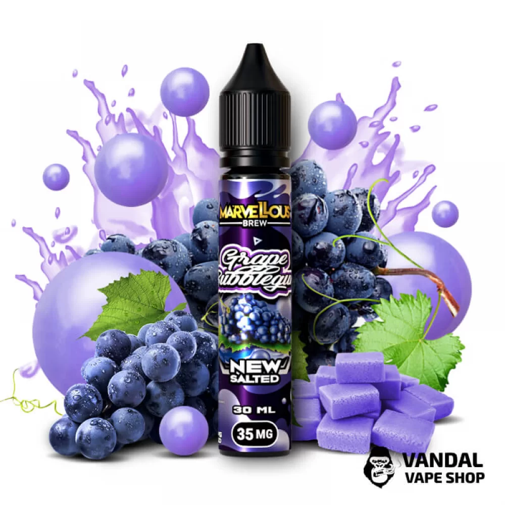 ЖИДКОСТЬ Marvellous Brew New Salted 30 мл НА СОЛЕВОМ НИКОТИНЕ 35 мг со вкусом виноградной жвачки ЖИДКОСТЬ Marvellous Brew New Salted 30 мл НА СОЛЕВОМ НИКОТИНЕ 35 мг со вкусом виноградной жвачки