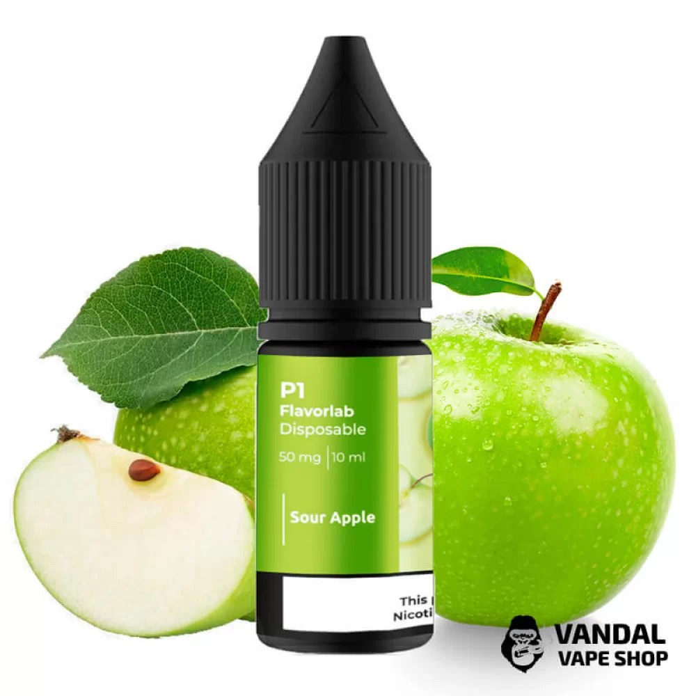 ЖИДКОСТЬ Flavorlab P1 10 мл НА СОЛЕВОМ НИКОТИНЕ 50 мг со вкусом кислого яблока