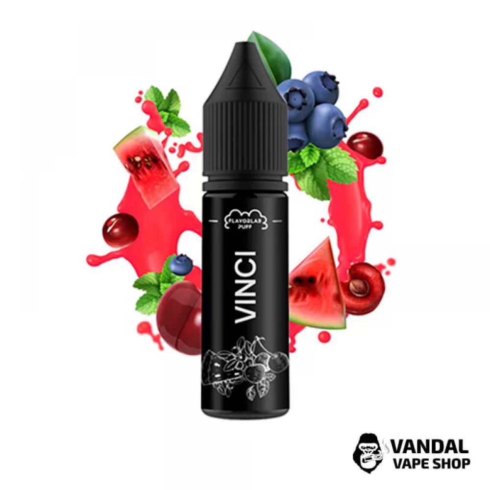 Жидкость Flavorlab Vinci 15 мл 50 мг на солевом никотине со вкусом вишни, арбуза, черники и ментола
