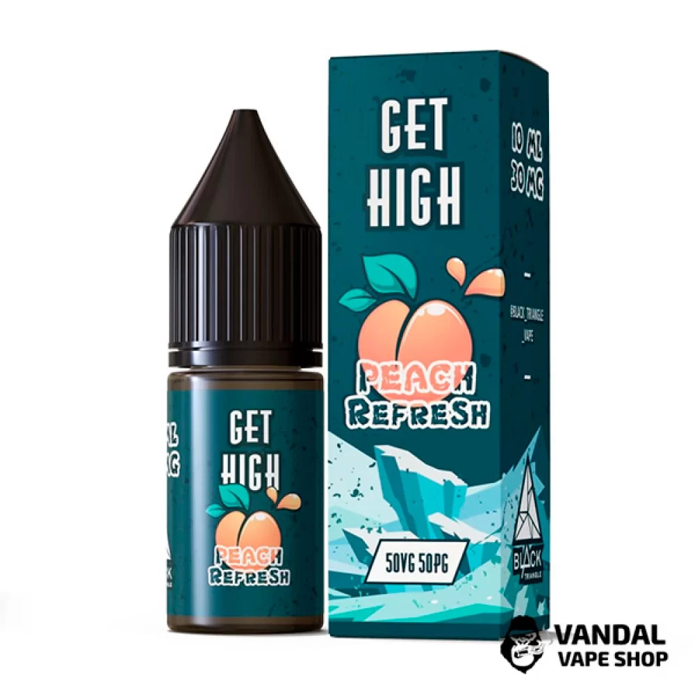 ЖИДКОСТЬ Get High - 10 мл, 50 мг НА СОЛЕВОМ НИКОТИНЕ со вкусом персика с холодком