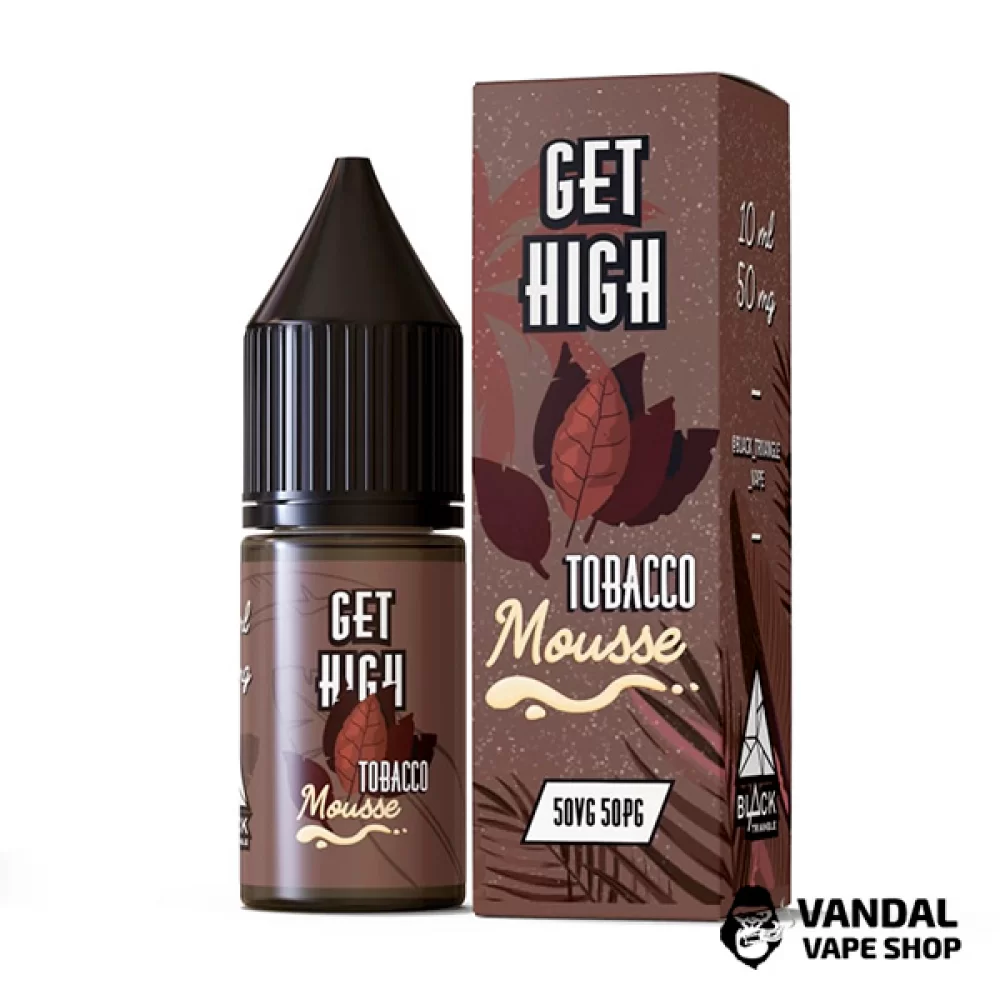 ЖИДКОСТЬ Get High - 10 мл, 50 мг НА СОЛЕВОМ НИКОТИНЕ со вкусом табака и карамельного мусса