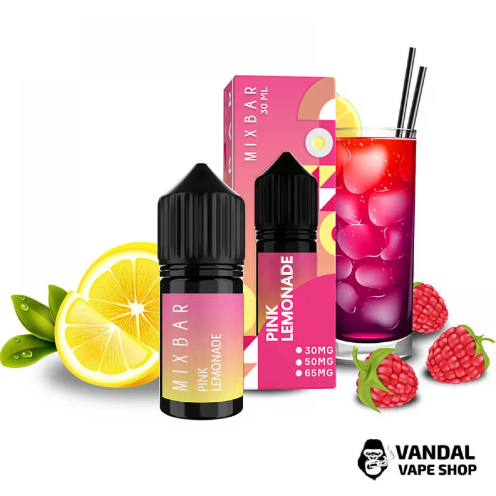 Жидкость Mix Bar 30 мл 65 мг на солевом никотине со вкусом малинового лимонада Жидкость Mix Bar 30 мл 65 мг на солевом никотине со вкусом малинового лимонада