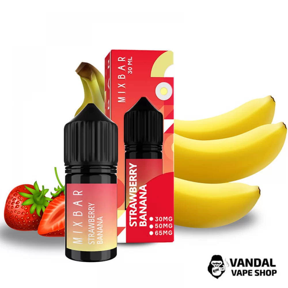 Жидкость Mix Bar 30 мл 50 мг на солевом никотине со вкусом банана и клубники
