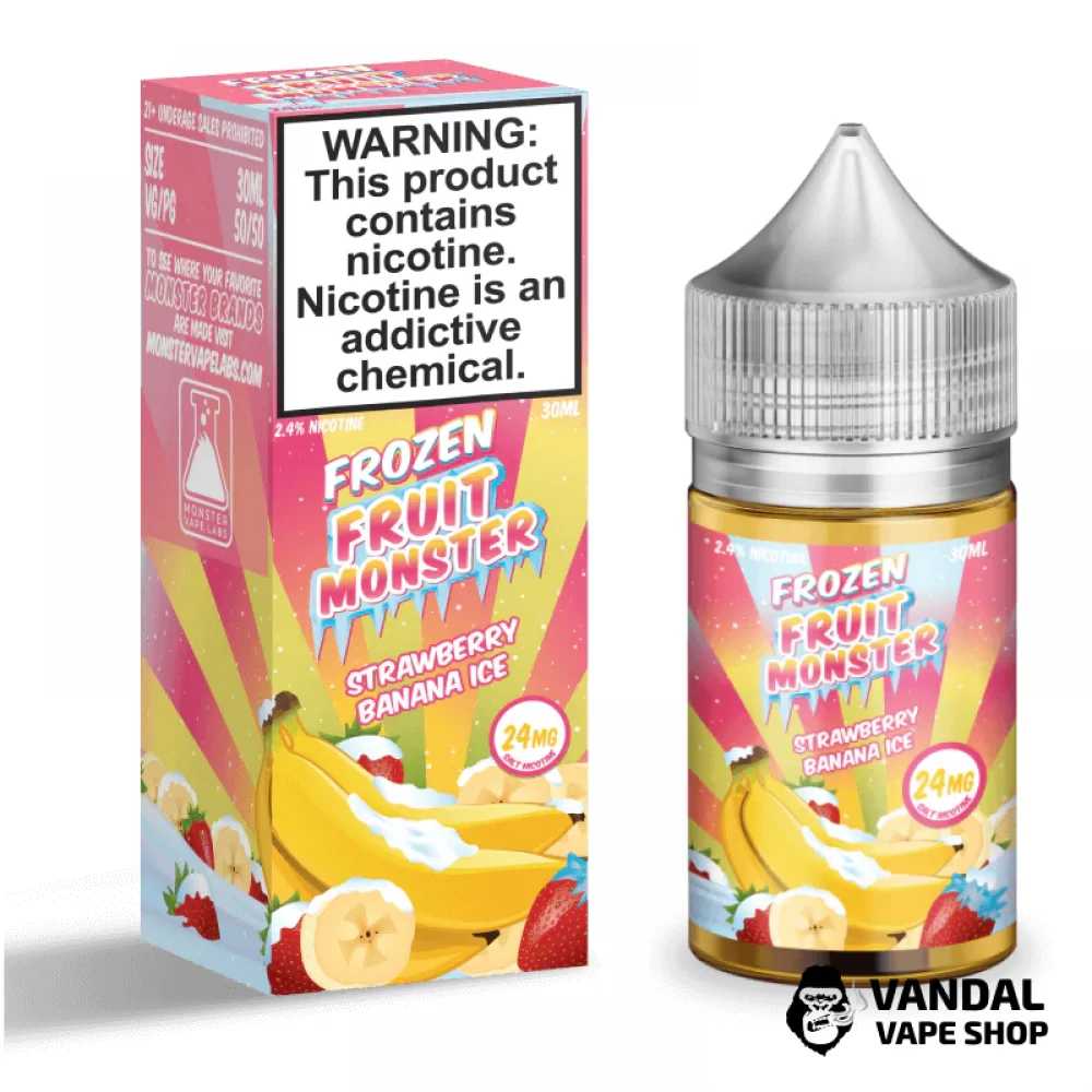 Преміальна сольова рідина Frozen Fruit Monster Salt 30 мл 48 мг зі смаком полуниці та банану з холодком