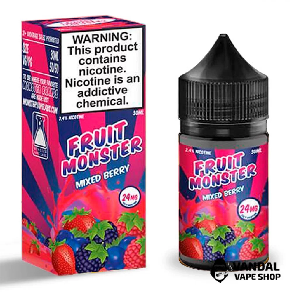 Премиальная солевая жидкость Fruit Monster Salt 30 мл 24 мг со вкусом микса ягод Премиальная солевая жидкость Fruit Monster Salt 30 мл 24 мг со вкусом микса ягод