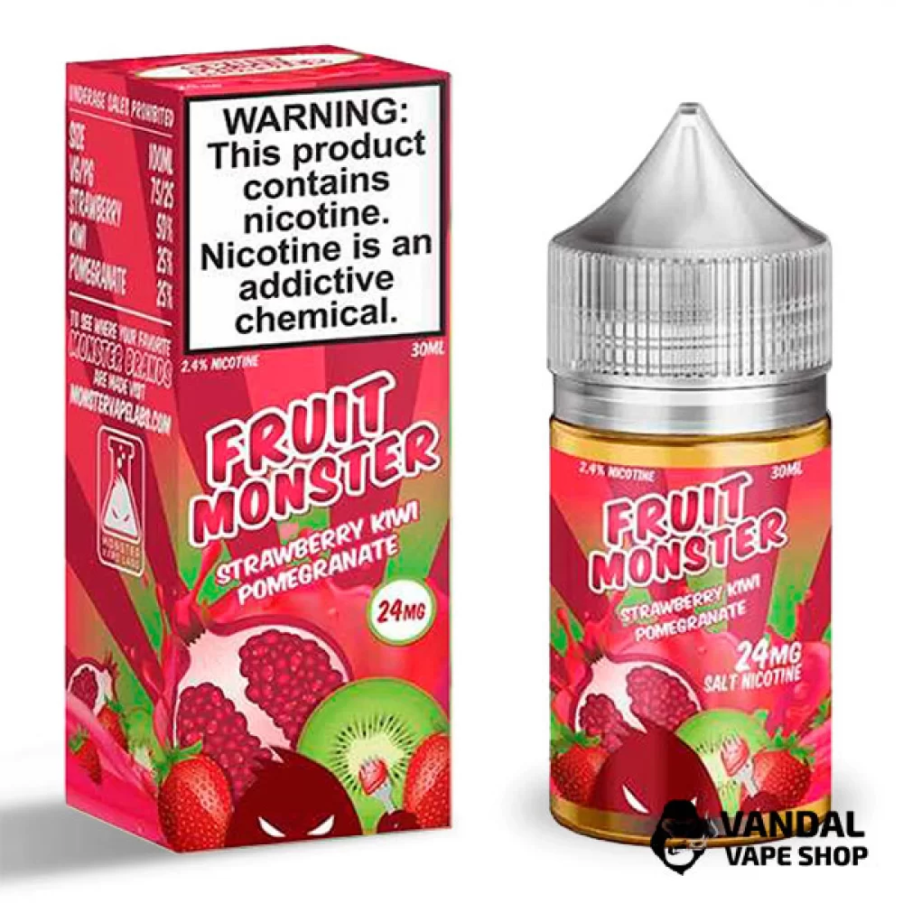 Преміальна сольова рідина Fruit Monster Salt 30 мл 24 мг зі смаком полуниці, ківі та гранату