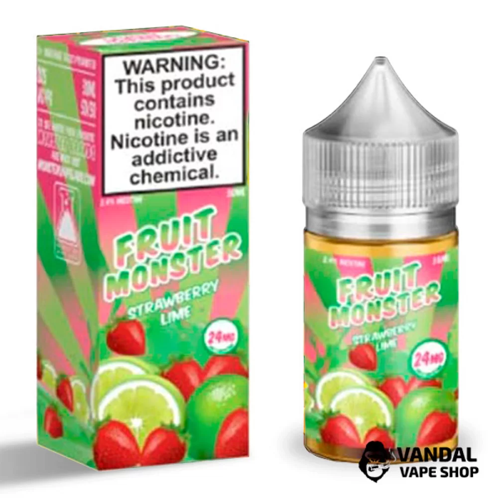 Премиальная солевая жидкость Fruit Monster Salt 30 мл 24 мг со вкусом клубники и лайма Премиальная солевая жидкость Fruit Monster Salt 30 мл 24 мг со вкусом клубники и лайма