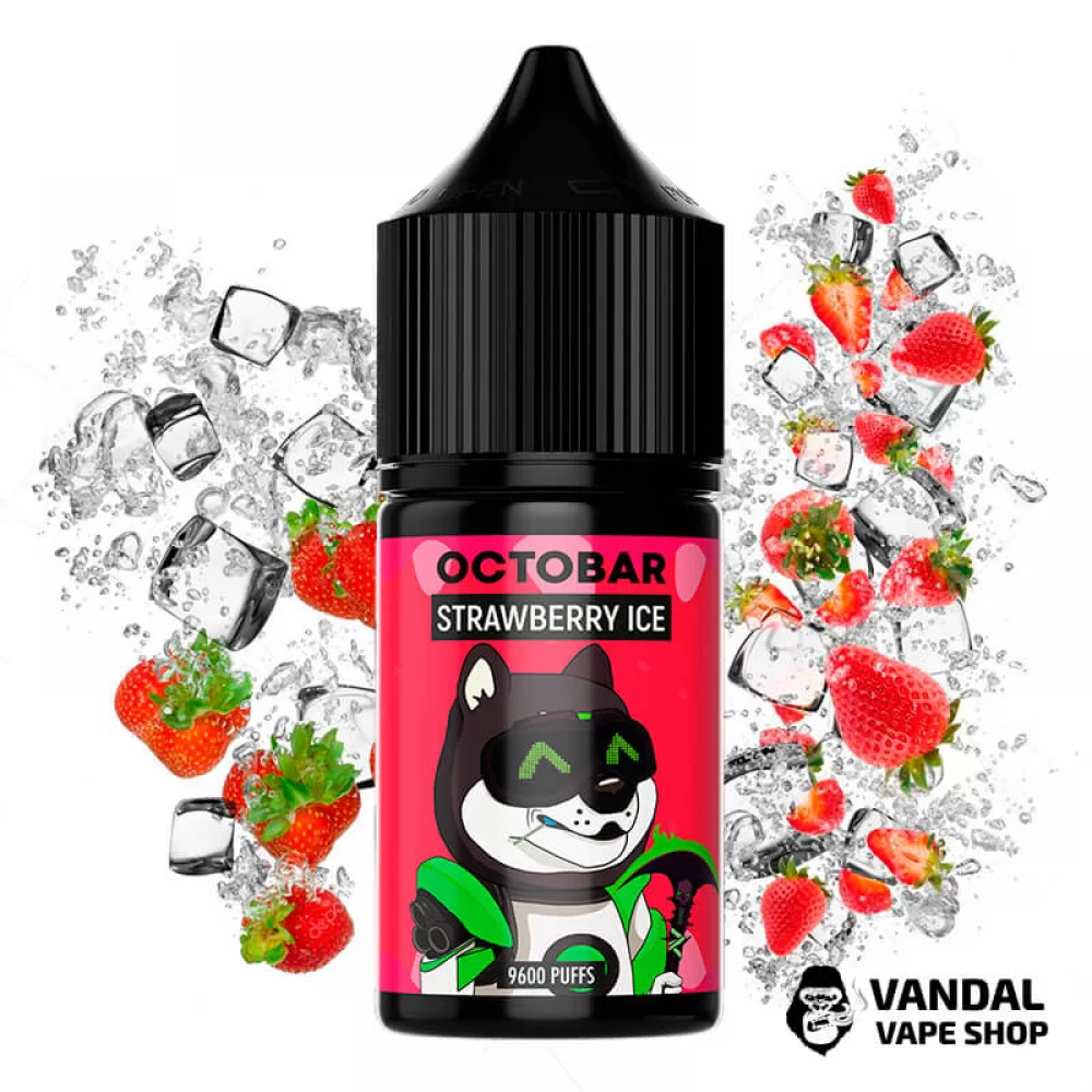 Рідина Octobar 30 мл НА СОЛьоВОМу НіКОТИНі 50 мг зі смаком полуниці з холодком Рідина Octobar 30 мл НА СОЛьоВОМу НіКОТИНі 50 мг зі смаком полуниці з холодком