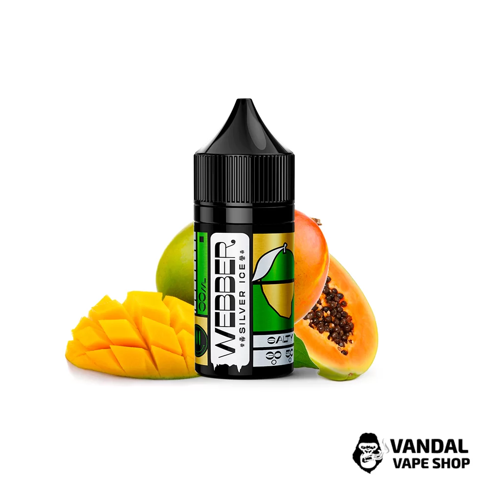 ЖИДКОСТЬ Webber SILVER ICE - Mango Papaya 30 мл 50 мг - со вкусом сладкого и зеленого манго в сочетании с папайей ЖИДКОСТЬ Webber SILVER ICE - Mango Papaya 30 мл 50 мг - со вкусом сладкого и зеленого манго в сочетании с папайей
