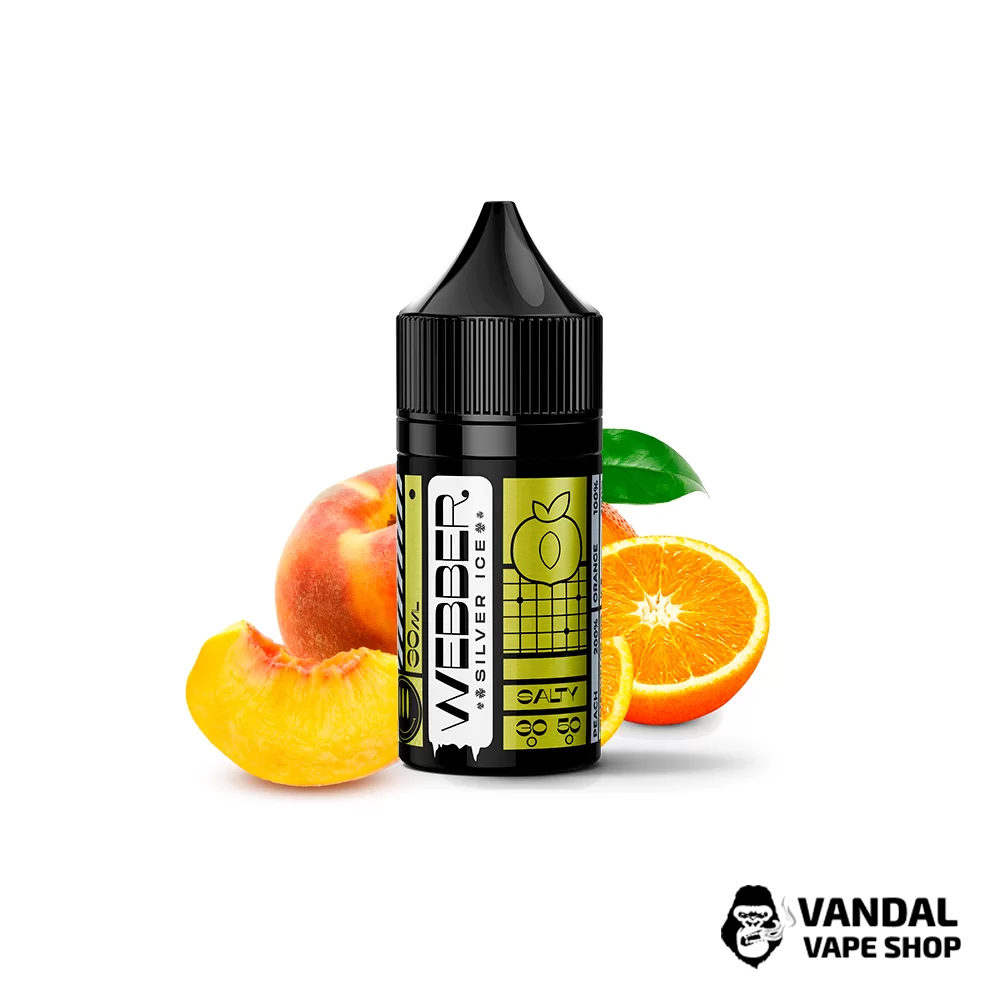 ЖИДКОСТЬ Webber SILVER ICE 30 мл 30 мг со вкусом персика, апельсина ЖИДКОСТЬ Webber SILVER ICE 30 мл 30 мг со вкусом персика, апельсина