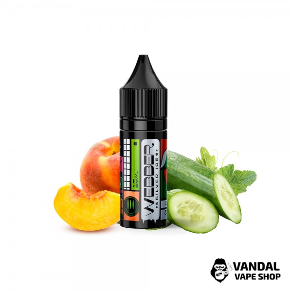 ЖИДКОСТЬ Webber SILVER ICE  - Culumber Peach 15 мл 30 мг - со вкусом сочетание сладкого персика с охлажденным огурцом