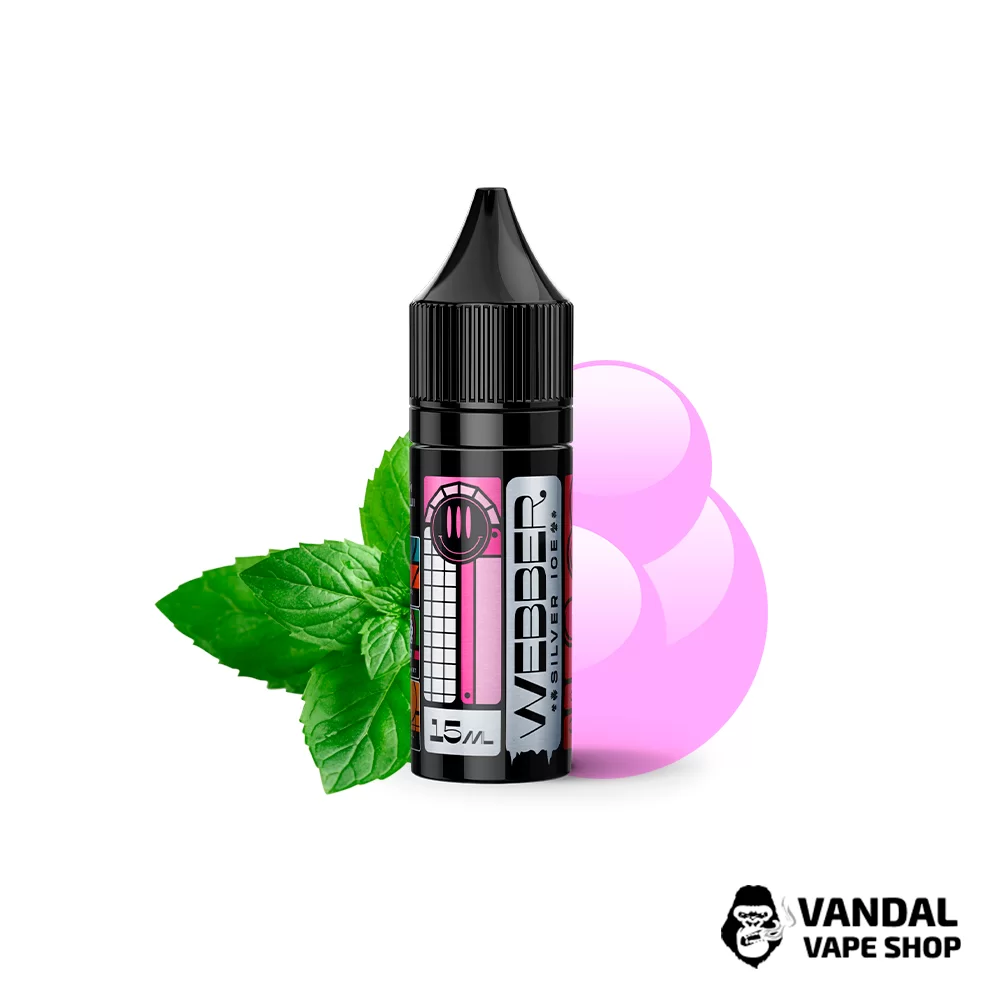 ЖИДКОСТЬ Webber SILVER ICE - Mint Bubble Gum 15 мл 30 мг - со вкусом мятной сладкой жвачки ЖИДКОСТЬ Webber SILVER ICE - Mint Bubble Gum 15 мл 30 мг - со вкусом мятной сладкой жвачки