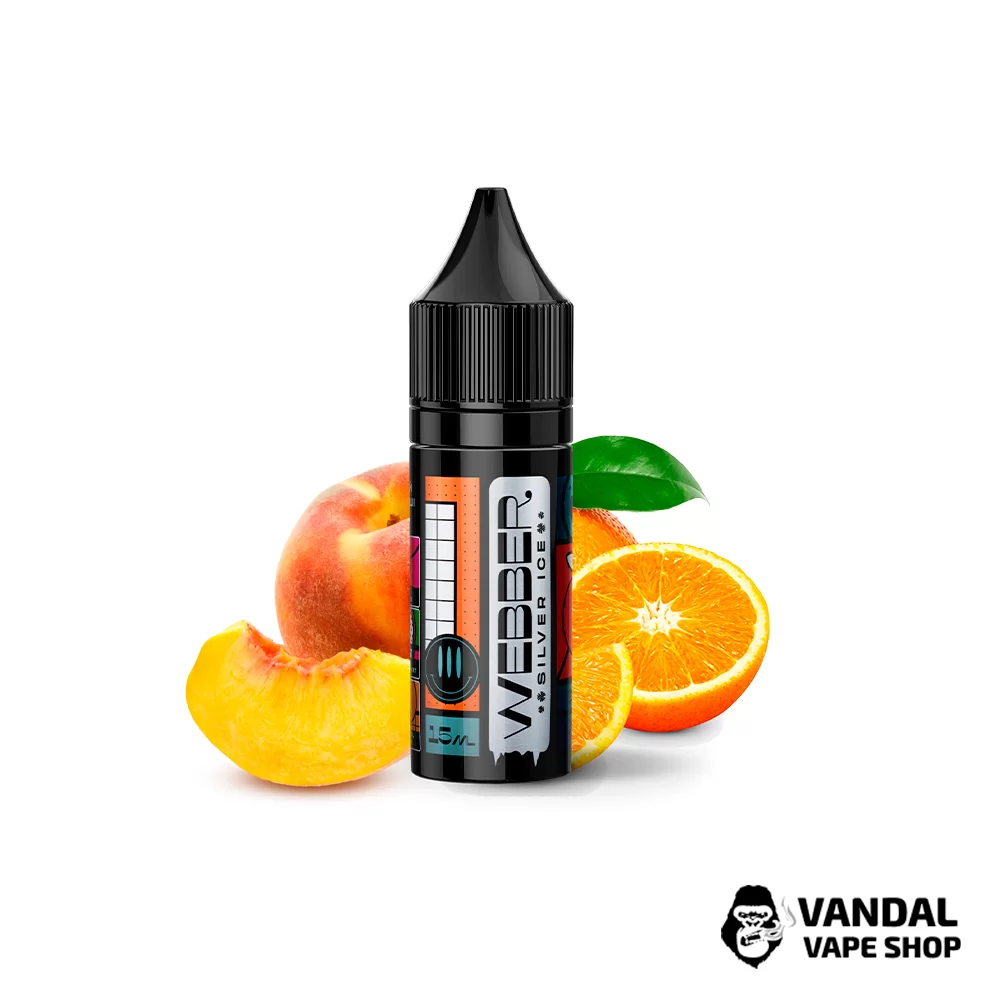 ЖИДКОСТЬ Webber SILVER ICE - Orange Peach 15 мл 30 мг - со вкусом апельсина с персиком и ноткой сладкого арбуза ЖИДКОСТЬ Webber SILVER ICE - Orange Peach 15 мл 30 мг - со вкусом апельсина с персиком и ноткой сладкого арбуза