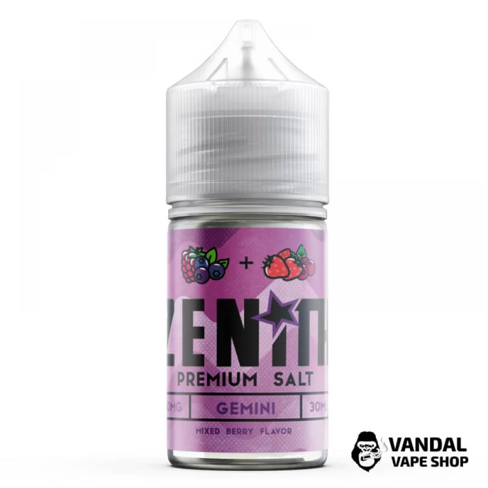 Преміальна сольова рідина Zenith Salt Gemini 30 мл, 25 мг зі смаком смородини та полуниці