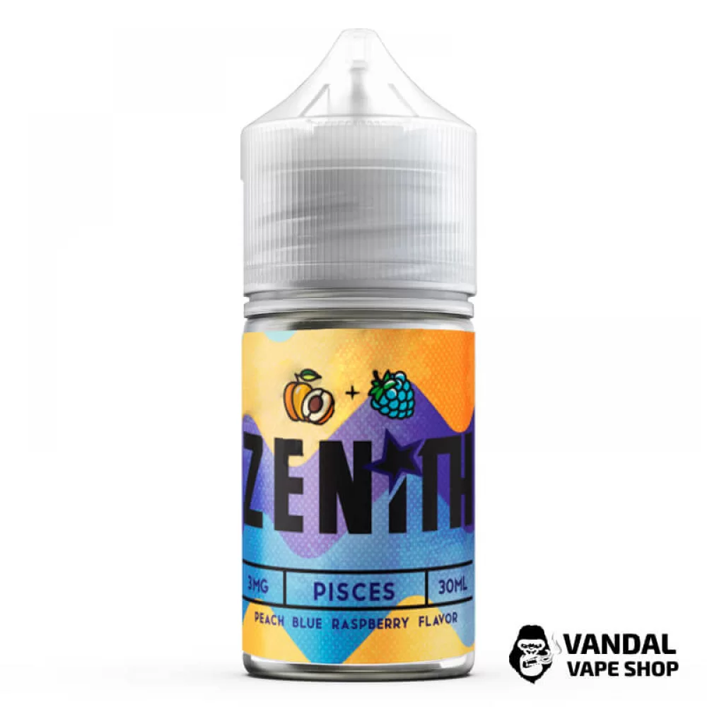 Преміальна сольова рідина Zenith Salt Pisces 30 мл, 50 мг зі смаком персика та блакитної малини