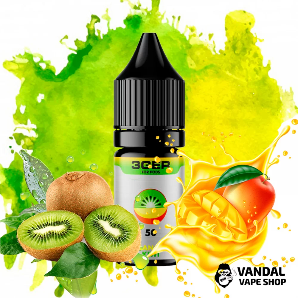 ЖИДКОСТЬ 3Ger Salt 10 мл НА СОЛЕВОМ НИКОТИНЕ 50 мг со вкусом манго и киви