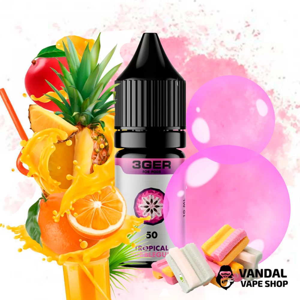 ЖИДКОСТЬ 3Ger Salt 10 мл НА СОЛЕВОМ НИКОТИНЕ 50 мг со вкусом тропических фруктов и жвачки баблгам