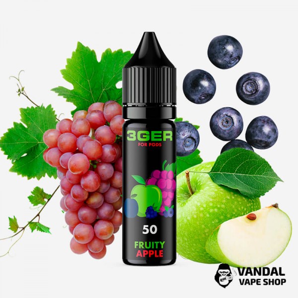 РІДИНА 3Ger Salt - Fruity Apple 15 мл 35 мг НА СОЛЬОВОМУ НІКОТИНІ З СМАКОМ яблука, чорниці і винограду