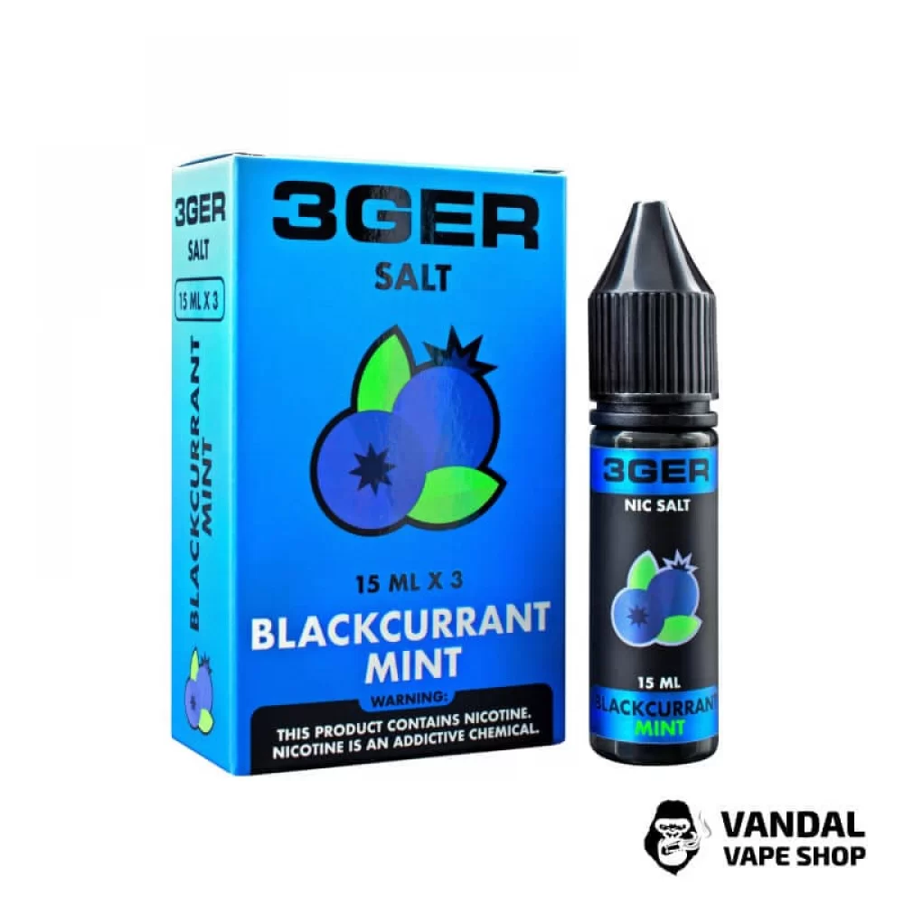 ЖИДКОСТЬ 3Ger Salt - Blackcurrant Mint 15 мл 50 мг НА СОЛЕВОМ НИКОТИНЕ СО ВКУСОМ черной смородины c асаи