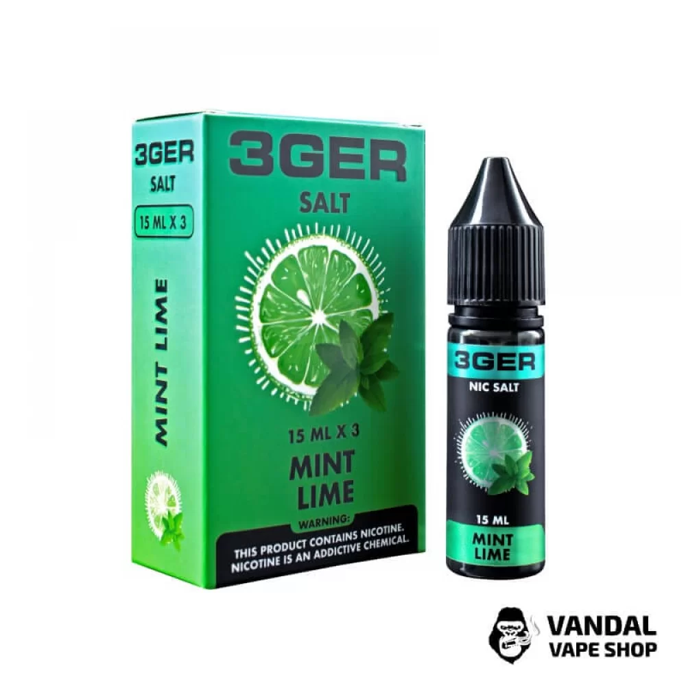 ЖИДКОСТЬ 3Ger Salt - Mint Lime 15 мл 25 мг НА СОЛЕВОМ НИКОТИНЕ СО ВКУСОМ лайма с ментолом и холодком ЖИДКОСТЬ 3Ger Salt - Mint Lime 15 мл 25 мг НА СОЛЕВОМ НИКОТИНЕ СО ВКУСОМ лайма с ментолом и холодком