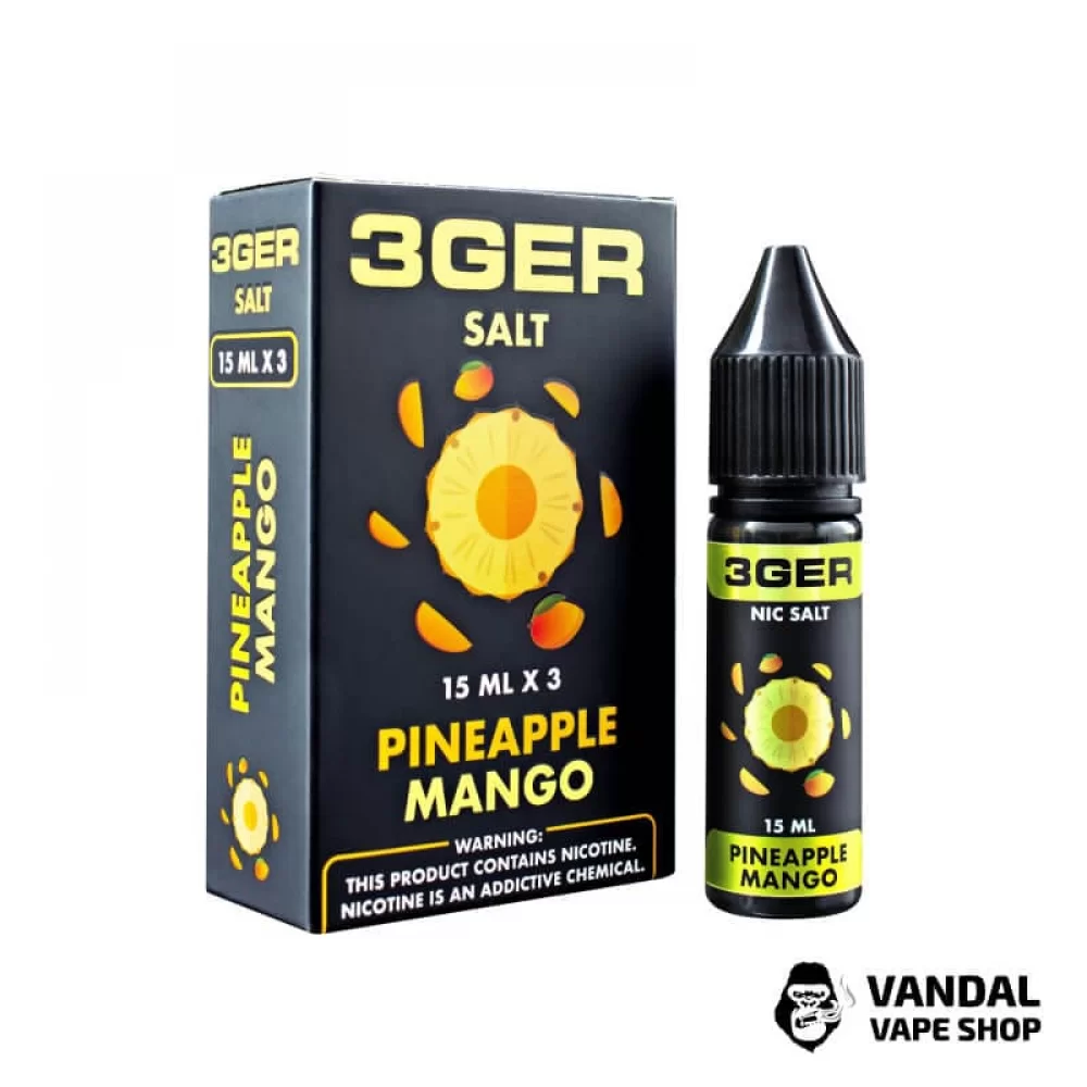 ЖИДКОСТЬ 3Ger Salt - Pineapple Mango 15 мл 25 мг НА СОЛЕВОМ НИКОТИНЕ СО ВКУСОМ манго и ананаса ЖИДКОСТЬ 3Ger Salt - Pineapple Mango 15 мл 25 мг НА СОЛЕВОМ НИКОТИНЕ СО ВКУСОМ манго и ананаса