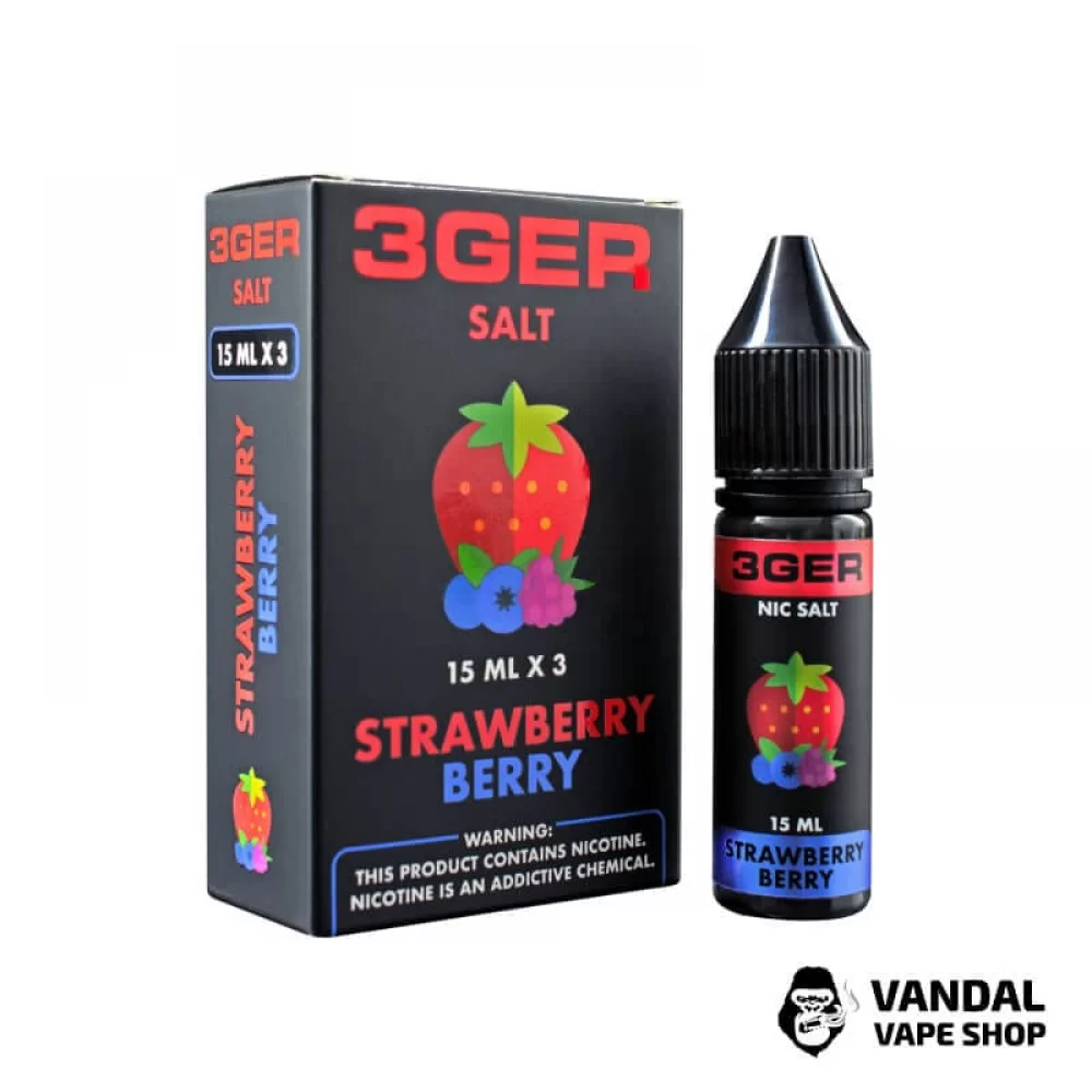 ЖИДКОСТЬ 3Ger Salt - Strawberry Berry 15 мл 25 мг НА СОЛЕВОМ НИКОТИНЕ СО ВКУСОМ клубники с ягодами