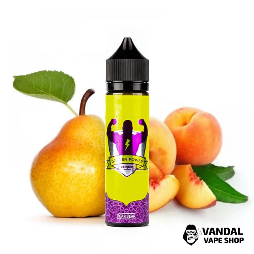 Golden Power - Pear Bear, 60 мл 1,5 мг НА ОРГАНИЧЕСКОМ НИКОТИНЕ со вкусом сочного персика и спелой груши Golden Power - Pear Bear, 60 мл 1,5 мг НА ОРГАНИЧЕСКОМ НИКОТИНЕ со вкусом сочного персика и спелой груши