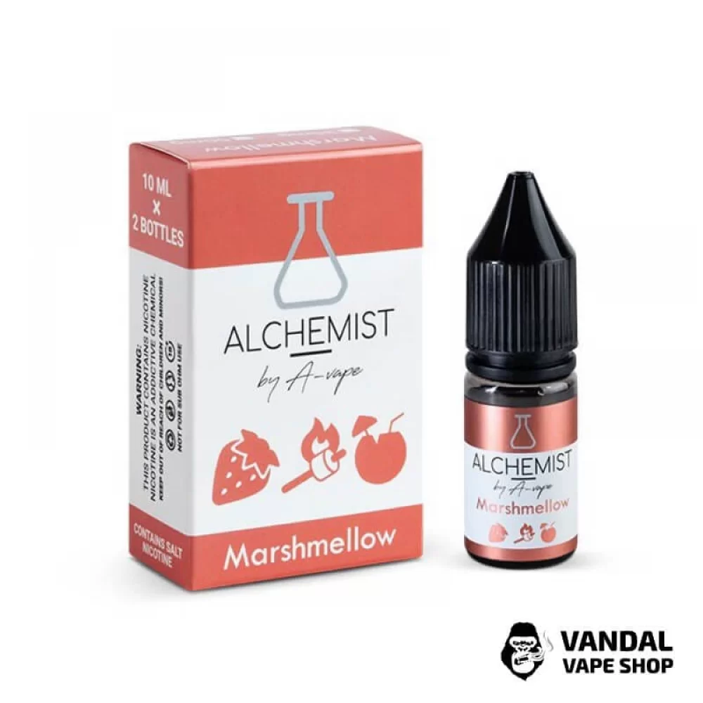 ЖИДКОСТЬ ALCHEMIST -  MARSHMELLOW 10 мл 50 мг НА СОЛЕВОМ НИКОТИНЕ СО ВКУСОМ клубничного милкшейка с зефиром