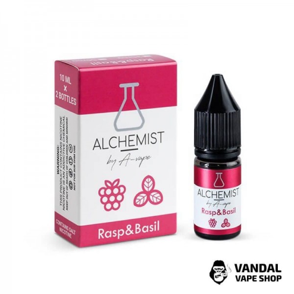 РІДИНА ALCHEMIST - Rasp Basil 10 мл 35 мг НА СОЛЬОВОМУ НІКОТИНІ З СМАКОМ малини і базиліку
