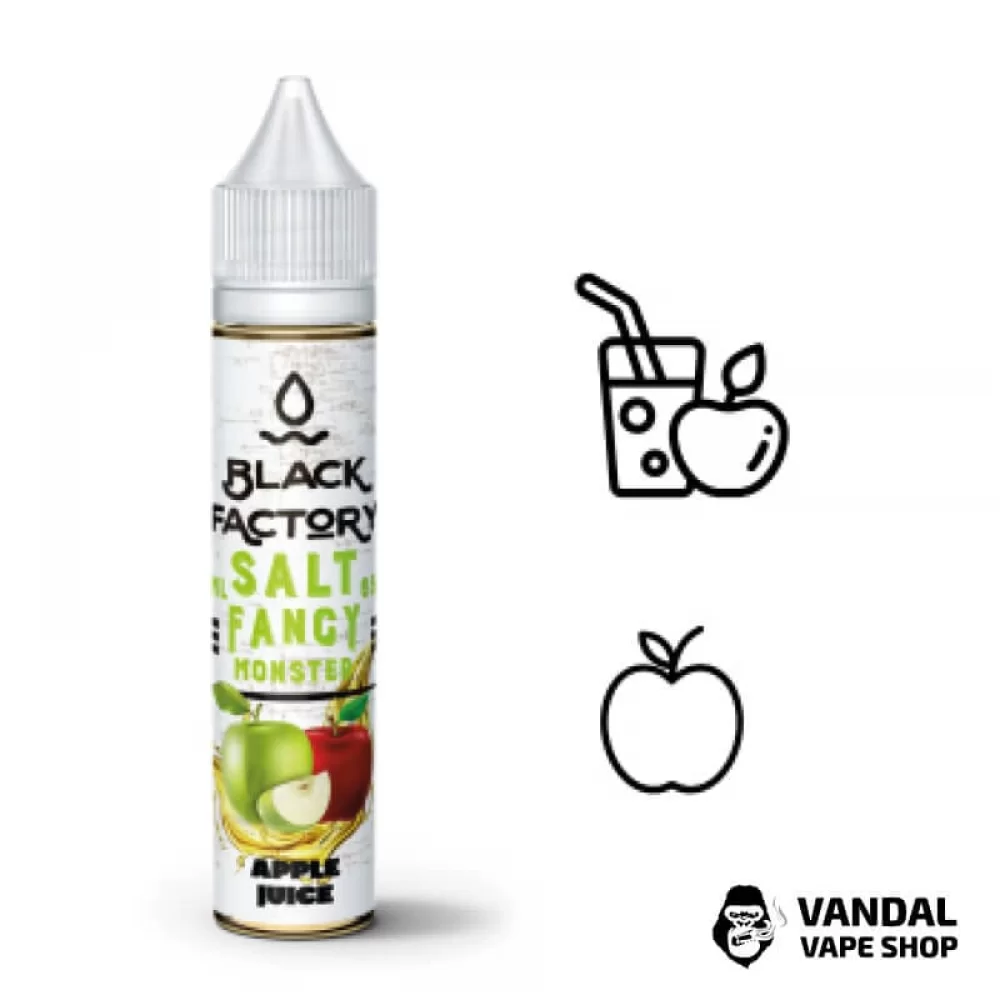 ЖИДКОСТЬ FANCY MONSTER (BLACK FACTORY) SALT - Apple Juice 30 МЛ 25 мг НА СОЛЕВОМ НИКОТИНЕ СО ВКУСОМ яблочным соком ЖИДКОСТЬ FANCY MONSTER (BLACK FACTORY) SALT - Apple Juice 30 МЛ 25 мг НА СОЛЕВОМ НИКОТИНЕ СО ВКУСОМ яблочным соком