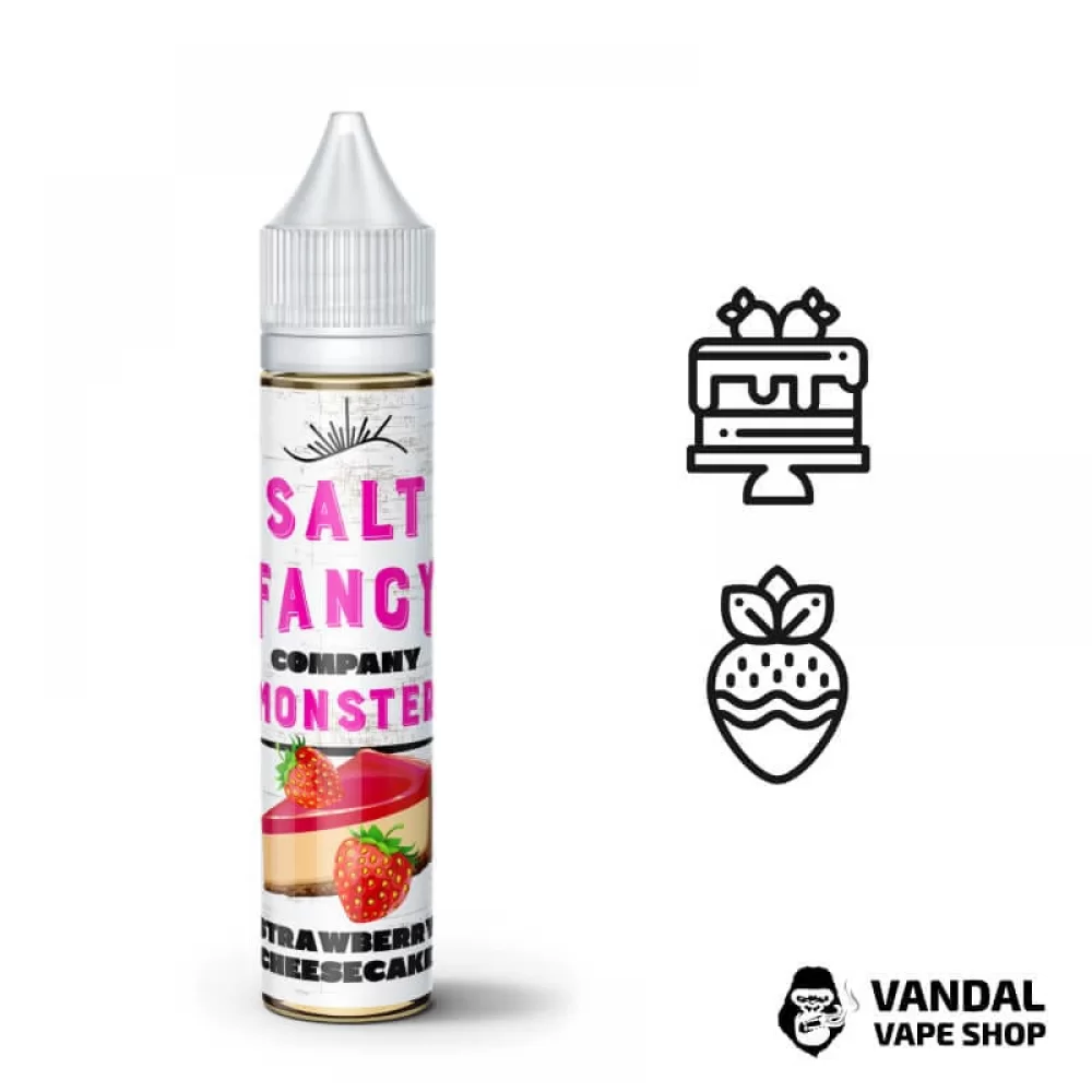ЖИДКОСТЬ FANCY MONSTER (BLACK FACTORY) SALT - Strawberry Cheesecake 30 МЛ 50 мг НА СОЛЕВОМ НИКОТИНЕ СО ВКУСОМ клубничного чизкейка