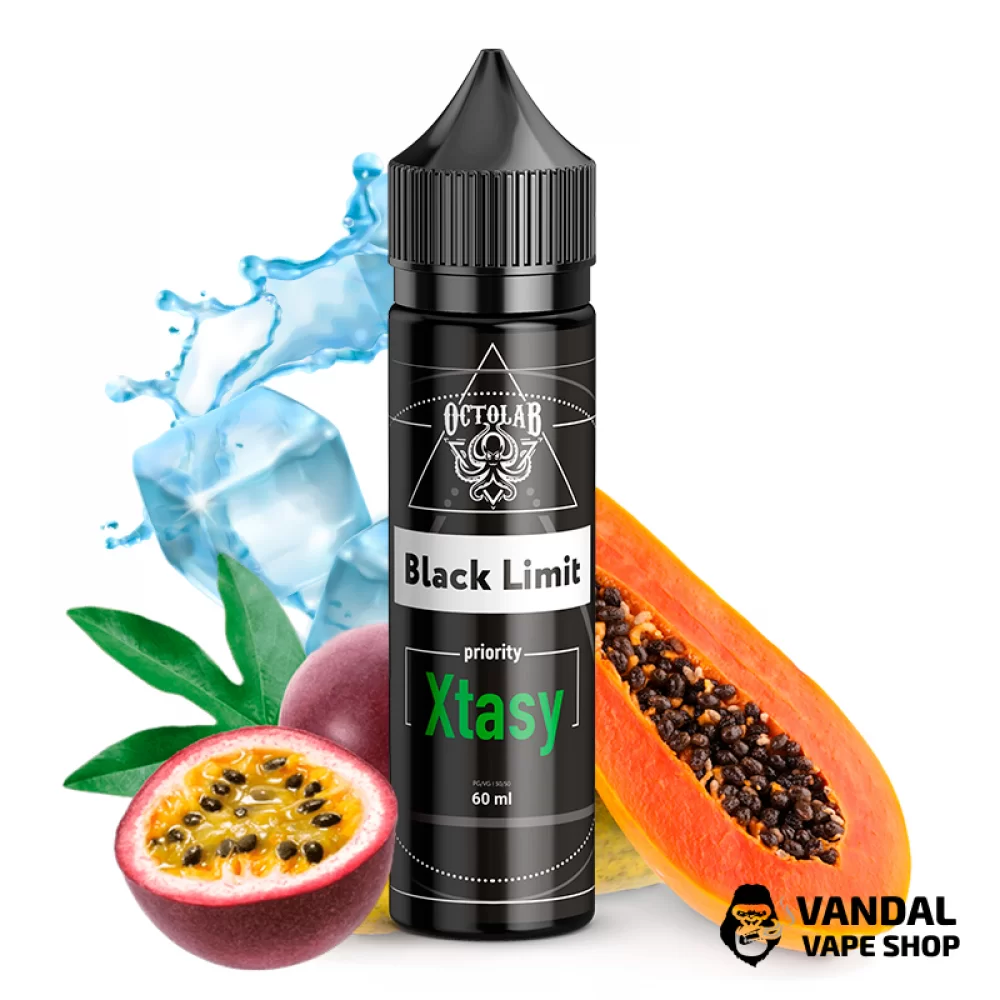 ЖИДКОСТЬ Black Limit - Xtasy 60 мл 10 мг НА органическом НИКОТИНЕ СО ВКУСОМ папайи, маракуйи и льда