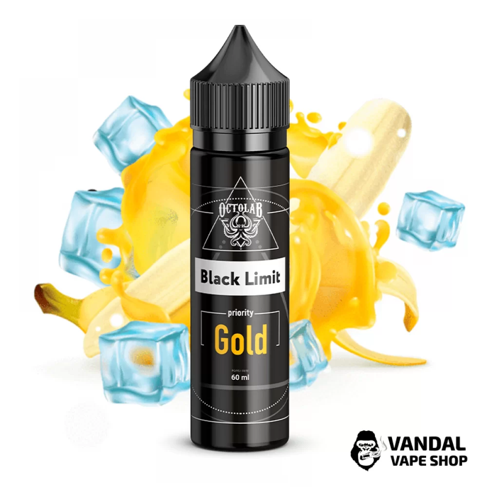 ЖИДКОСТЬ Black Limit - Gold 60 мл 15 мг НА органическом НИКОТИНЕ СО ВКУСОМ банана со льдом