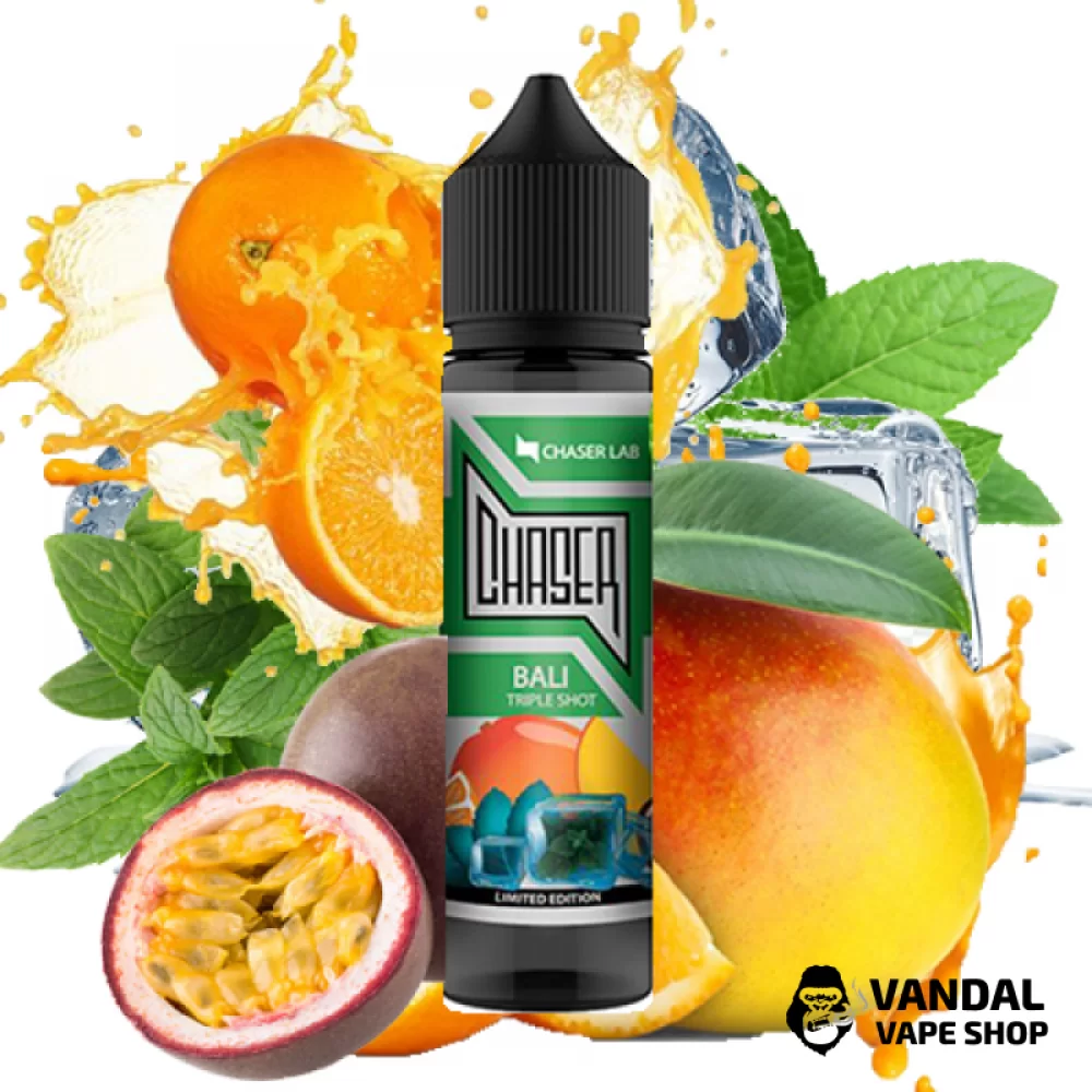 Жидкость Chaser Black Bali Triple Shot 60 мл, 3 мг, на органическом никотине, со вкусом Манго, апельсина и маракуйи с холодком