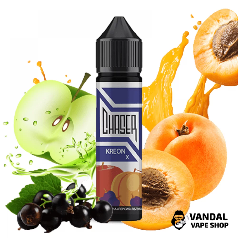 Жидкость Chaser Black Kreon X  60 мл, 6 мг, на органическом никотине, со вкусом персика, яблока и черной смородины Жидкость Chaser Black Kreon X  60 мл, 6 мг, на органическом никотине, со вкусом персика, яблока и черной смородины