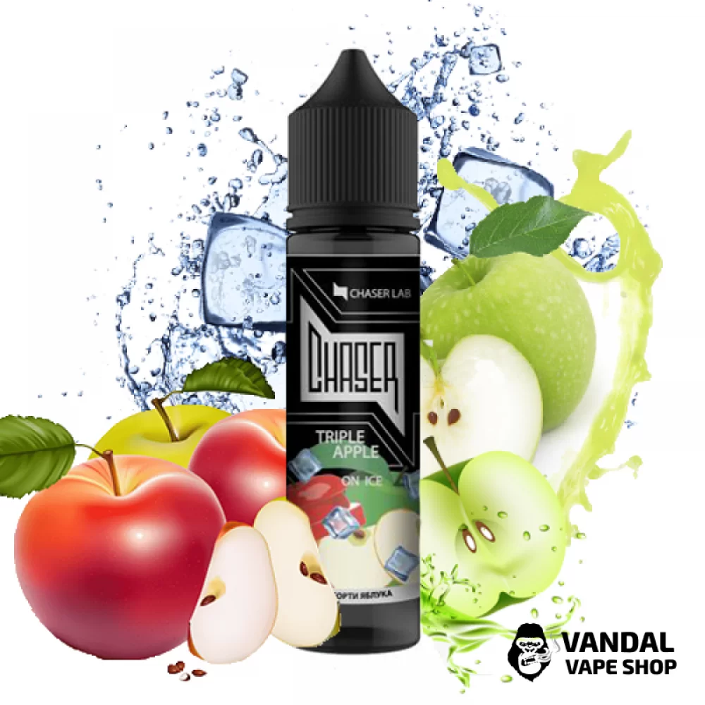 Жидкость Chaser Black Triple Apple Ice 60 мл, 0 мг, на органическом никотине, со вкусом тройного яблока со льдом Жидкость Chaser Black Triple Apple Ice 60 мл, 0 мг, на органическом никотине, со вкусом тройного яблока со льдом