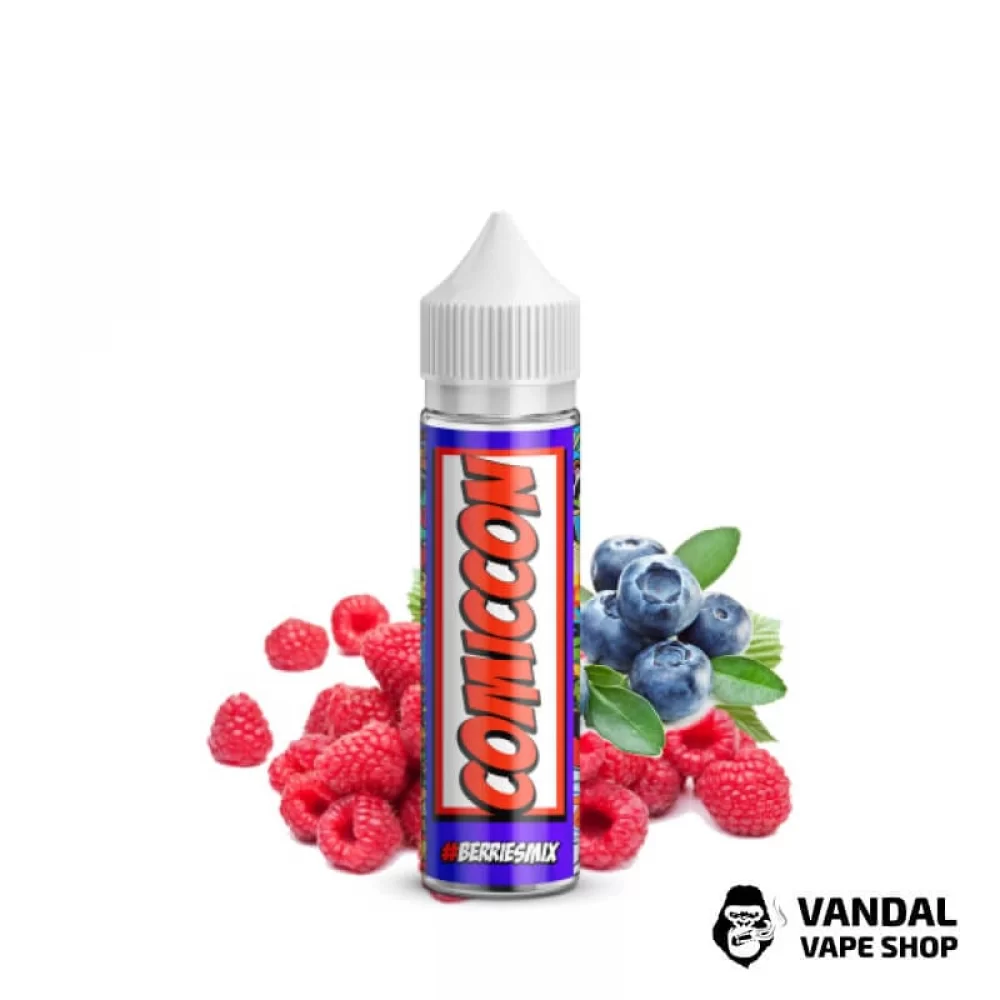 Жидкость Comiccon - Berries Mix 60 мл 4 мг НА ОРГАНИЧЕСКОМ НИКОТИНЕ СО ВКУСОМ малины и голубики Жидкость Comiccon - Berries Mix 60 мл 4 мг НА ОРГАНИЧЕСКОМ НИКОТИНЕ СО ВКУСОМ малины и голубики
