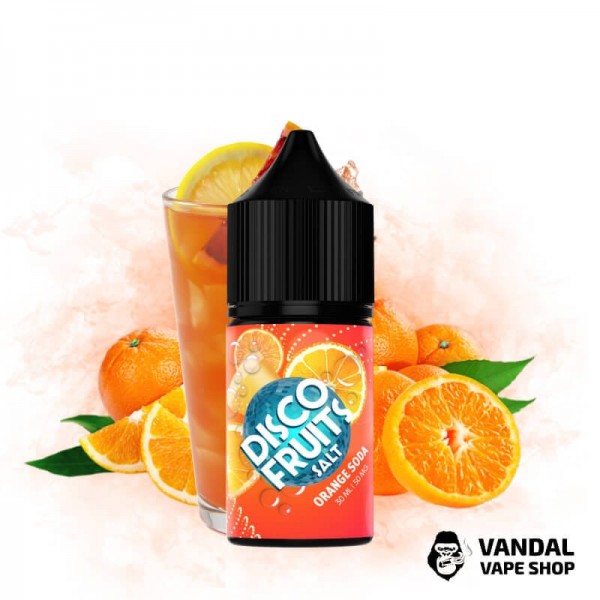 ЖИДКОСТЬ DISCO FRUITS - Orange Soda 30 мл 35 мг НА СОЛЕВОМ НИКОТИНЕ СО ВКУСОМ апельсиновой газировки