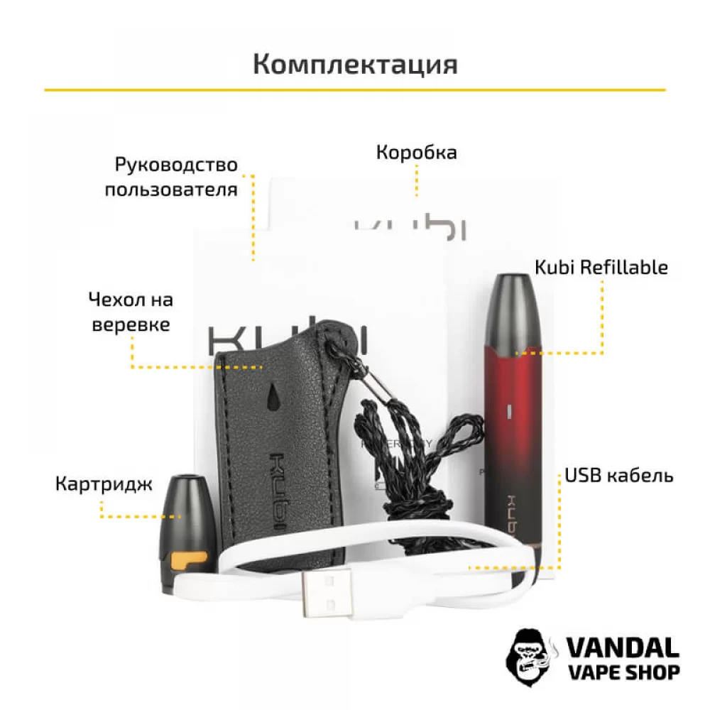 Оригінальна Pod-система Hotcig Kubi Refillable Pod Kit  в чорно-срібному забарвленні Оригінальна Pod-система Hotcig Kubi Refillable Pod Kit  в чорно-срібному забарвленні