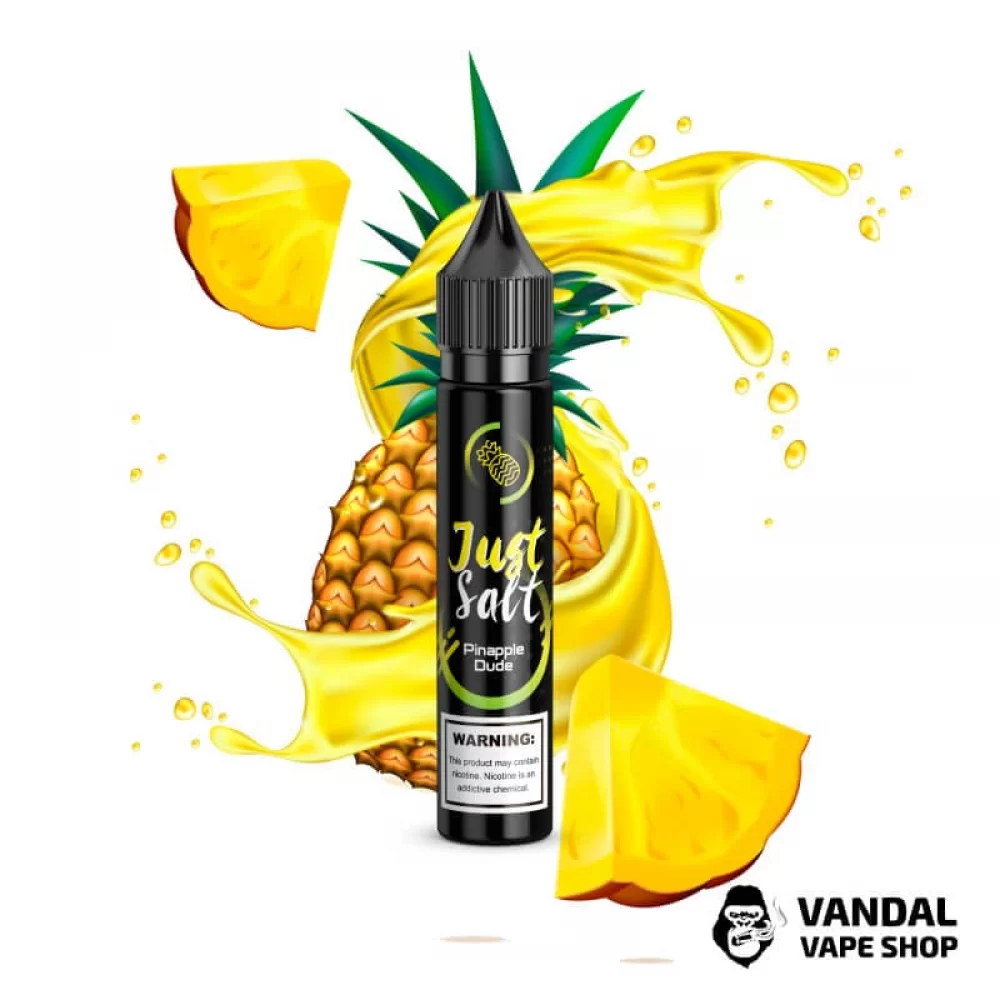ЖИДКОСТЬ JUST SALT - Pineapple Dude 30 мл 45 мг НА СОЛЕВОМ НИКОТИНЕ СО ВКУСОМ ананаса ЖИДКОСТЬ JUST SALT - Pineapple Dude 30 мл 45 мг НА СОЛЕВОМ НИКОТИНЕ СО ВКУСОМ ананаса