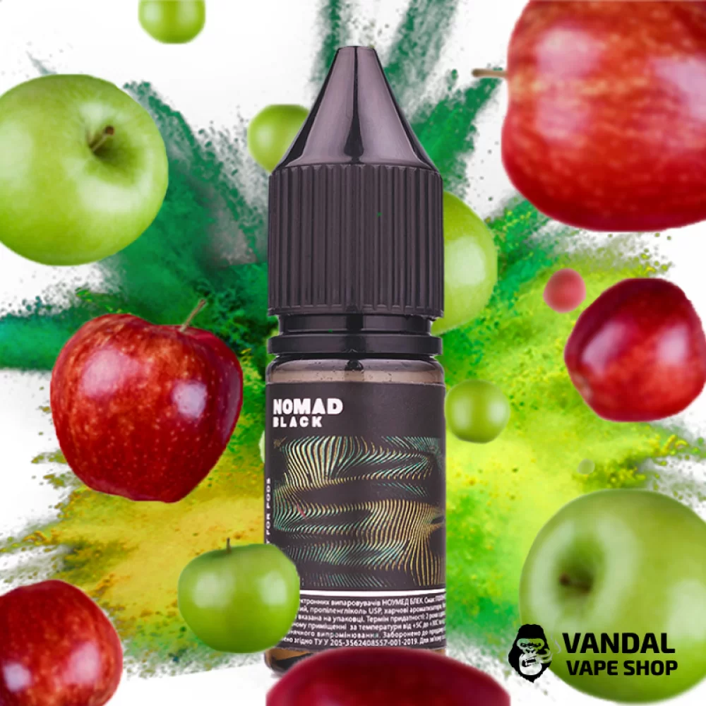 ЖИДКОСТЬ Nomad Black Salt - 10 мл, 30 мг НА СОЛЕВОМ НИКОТИНЕ со вкусом яблока ЖИДКОСТЬ Nomad Black Salt - 10 мл, 30 мг НА СОЛЕВОМ НИКОТИНЕ со вкусом яблока