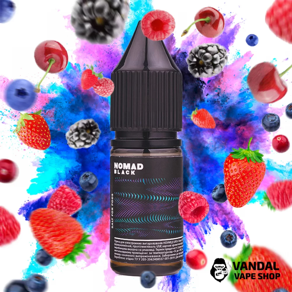 ЖИДКОСТЬ Nomad Black Salt - 10 мл, 30 мг НА СОЛЕВОМ НИКОТИНЕ со вкусом ягод ЖИДКОСТЬ Nomad Black Salt - 10 мл, 30 мг НА СОЛЕВОМ НИКОТИНЕ со вкусом ягод