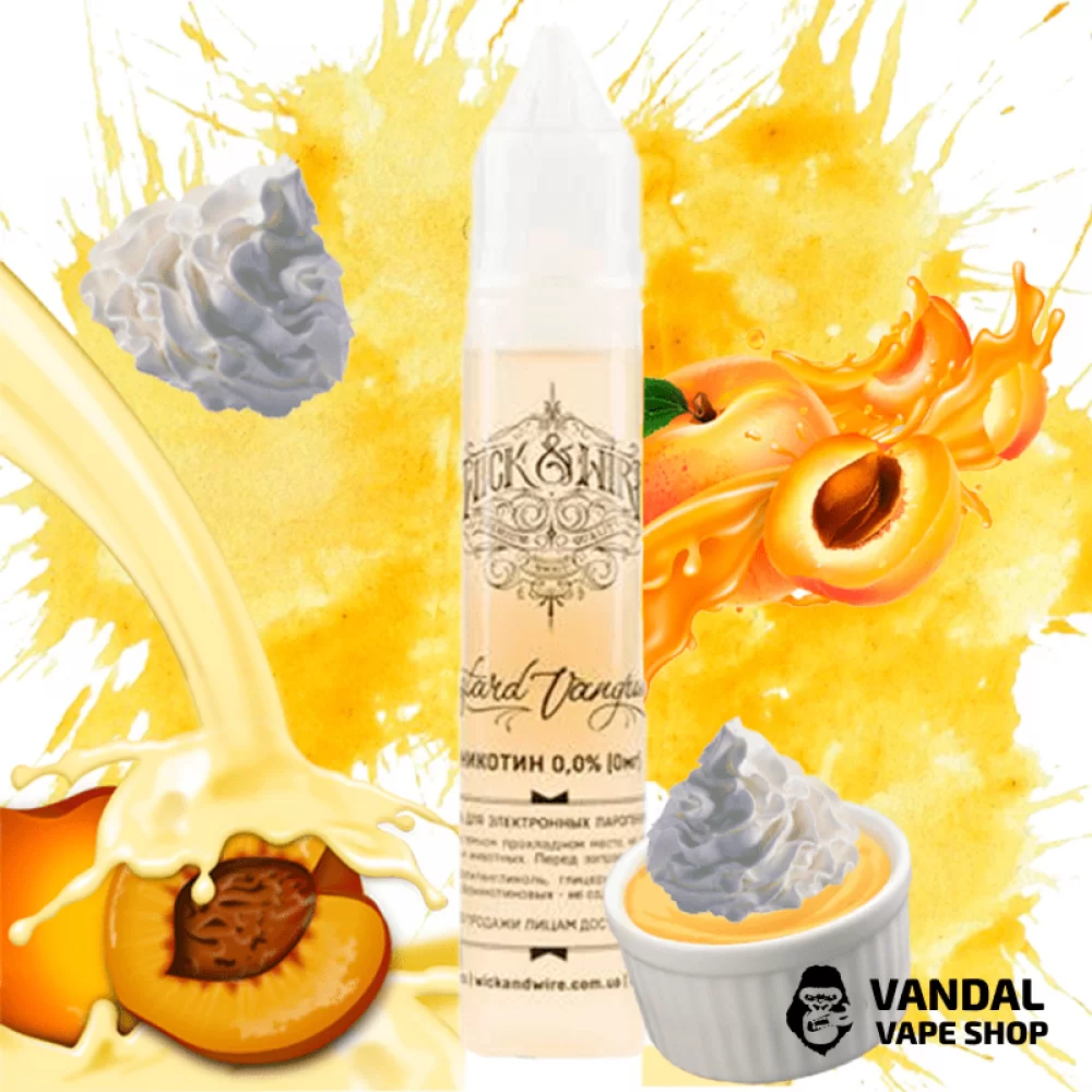 Жидкость Wick&Wire 30 мл, 2 мг на органическом никотине со вкусом заварного крема с абрикосом и персиком